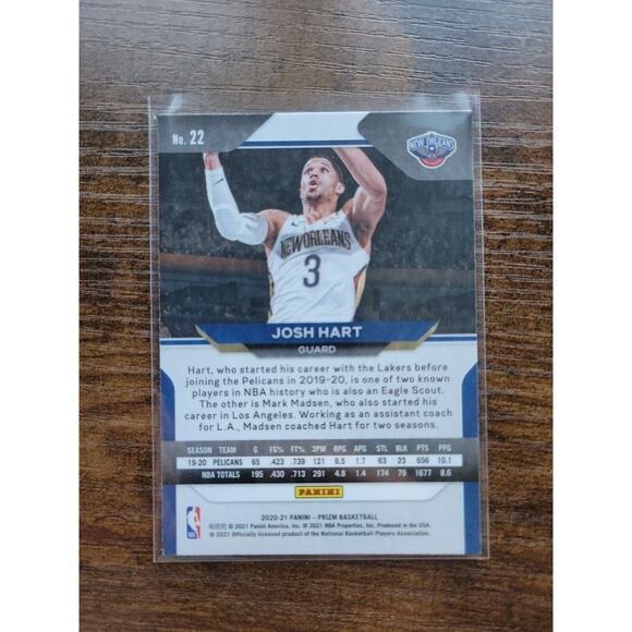 Josh Hart 2020-2021 Panini Prizm #22 - New Orleans Pelicans - NBA - Picture 2 of 2